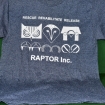 Adult Heather Navy T-shirt with White 3 Bird Logos and Raptor Inc. text